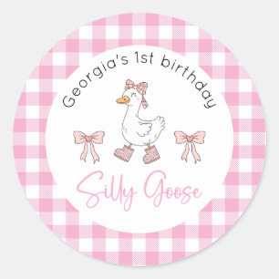 Sticker Rond Anniversaire Silly Goose Rose