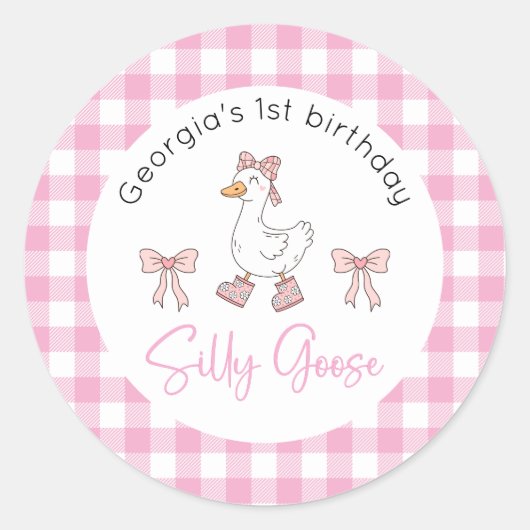 Sticker Rond Anniversaire Silly Goose Rose (Devant)