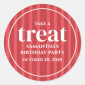 Sticker Rond Anniversaire Simple Minimaliste Moderne Rouge Trea (Devant)