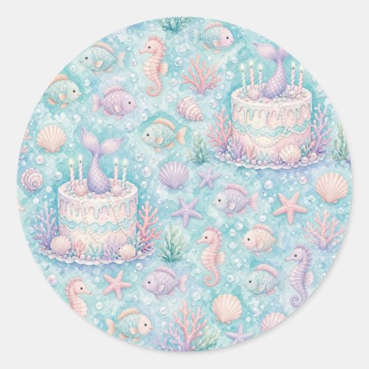 Sticker Rond Anniversaire sous la mer (Devant)