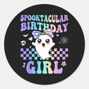 Sticker Rond Anniversaire Spooktaculaire mignon Fantôme Hallowe