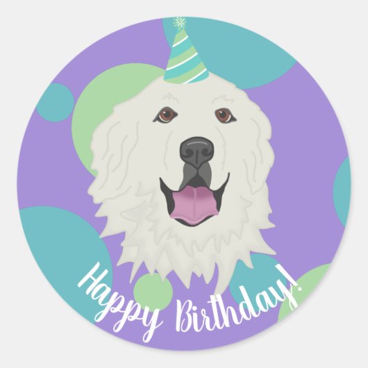 Sticker Rond Anniversaire sur mesure Great Pyrenees (Devant)
