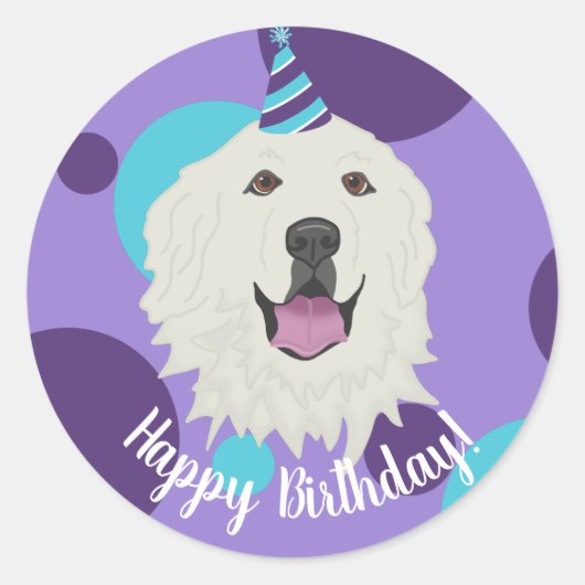 Sticker Rond Anniversaire sur mesure Great Pyrenees (Devant)