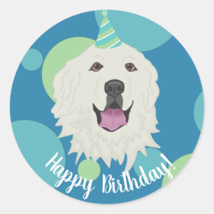 Sticker Rond Anniversaire sur mesure Great Pyrenees