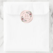 Sticker Rond Anniversaire Sweet 16 Rose Gold Fleurs (Sac)