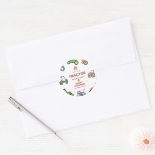 Sticker Rond Anniversaire tracteur aquarelle tout âge
