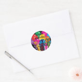 Sticker Rond Anniversaire très heureux | Ballons et cadeaux col (Enveloppe)