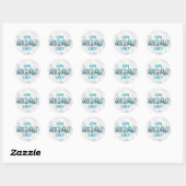 Sticker Rond Anniversaire Turquoise adulte moderne (Feuille)