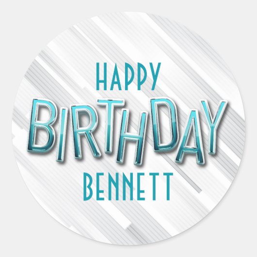 Sticker Rond Anniversaire Turquoise adulte moderne (Devant)