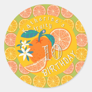 Sticker Rond Anniversaire Vert Orange Fruité