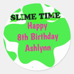 Sticker Rond Anniversaire vert rose de boue