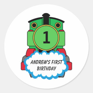 Sticker Rond Anniversaire Vert Train