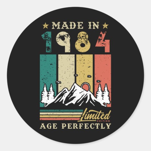 Sticker Rond Anniversaire vintage de 1984 (Devant)