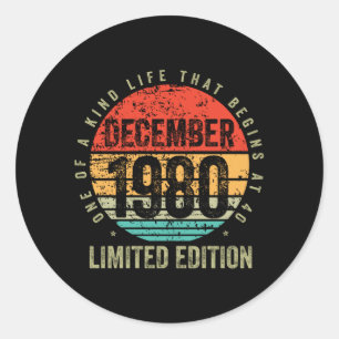 Sticker Rond Anniversaire - Vintage décembre 1980
