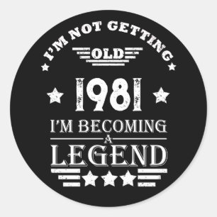 Sticker Rond Anniversaire vintage personnalisé noir blanc