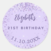 Sticker Rond Anniversaire violet confetti élégante fête (Devant)
