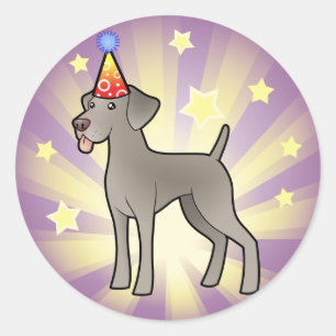 Sticker Rond Anniversaire Weimaraner