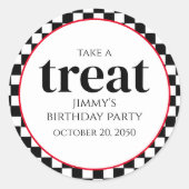 Sticker Rond Anniversaire Whimsical mignon noir Checkpoint Trea (Devant)