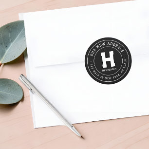 Sticker Rond Annonce de déménagement minimaliste Adresse circul