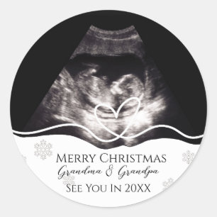 Sticker Rond Annonce de grossesse aux grands-parents par échogr