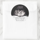 Sticker Rond Annonce de grossesse aux grands-parents par échogr (Sac)
