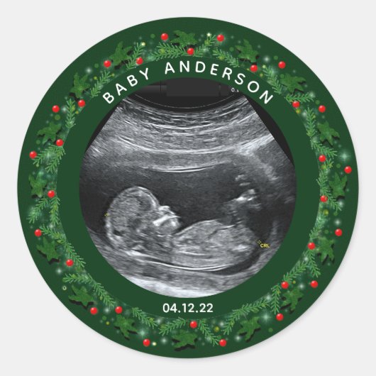 Sticker Rond Annonce de grossesse pour Noël (Devant)