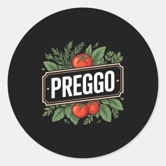 Sticker Rond Annonce de grossesse Sauce de pâtes Prego Drôle de (Devant)