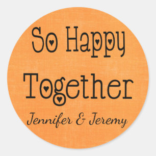 Sticker Rond Annonce de mariage amour orange Fiançailles