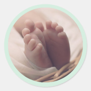 Sticker Rond Annonce de naissance Bébé nouveau petits pieds Sce