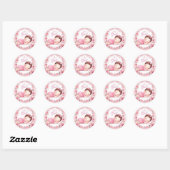 Sticker Rond Annonce de naissance de bébé fille mignonne (Feuille)