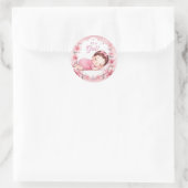Sticker Rond Annonce de naissance de bébé fille mignonne (Sac)