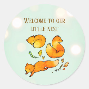 Sticker Rond Annonce de naissance de bébé forestier