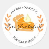 Sticker Rond annonce de recommandations de part de tarte immobi (Devant)