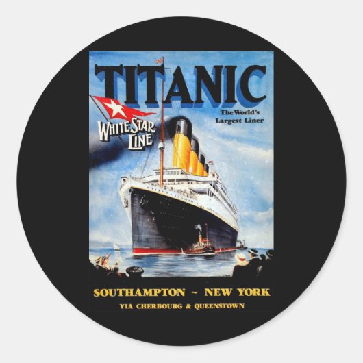Sticker Rond Annonce voyage Titanic RMS (Devant)