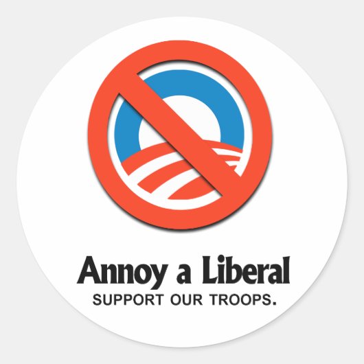Sticker Rond Annoy a Liberal - Appuyer nos troupes (Devant)