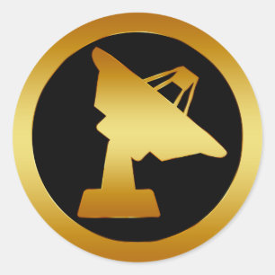 STICKER ROND ANTENNE PARABOLIQUE D'OR