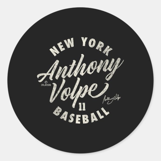 Sticker Rond Anthony Volpe New York Baseball Cureball Mlbpa (Devant)