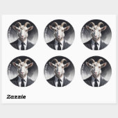 Sticker Rond Anthropomorphic goat businessman headshot (Feuille)