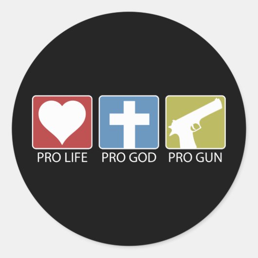 Sticker Rond Anti-avortement, Pro God, Pro Gun (Devant)