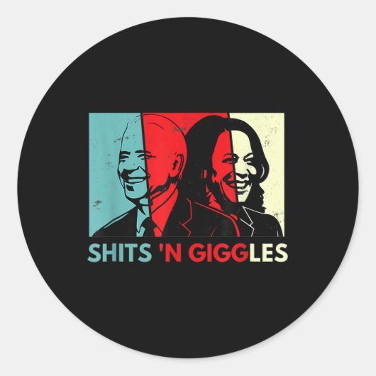 Sticker Rond Anti Biden Harris S &#' ; n Giggles Political Gig  (Devant)