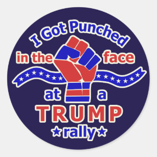 Sticker Rond Anti Donald Trump drôle puni à visage découvert