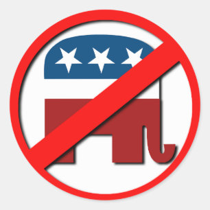 STICKER ROND ANTI-ELEPHANT/ANTI-REPUBLICAN