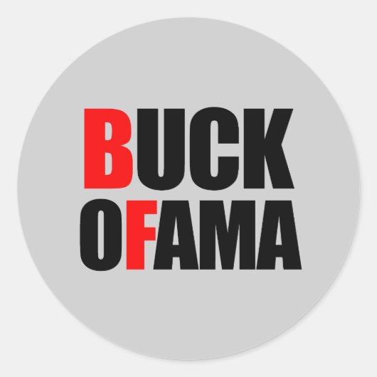 Sticker Rond Anti-Obama - BUCK OFAMA 2 noir (Devant)