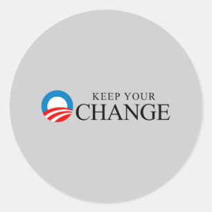 Sticker Rond Anti-Obama - Gardez votre changement noir