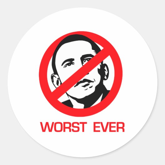 Sticker Rond Anti-Obama - Pire que jamais (Devant)