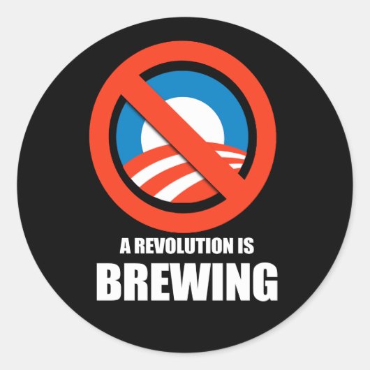 Sticker Rond Anti-Obama - une révolution se prépare (Devant)