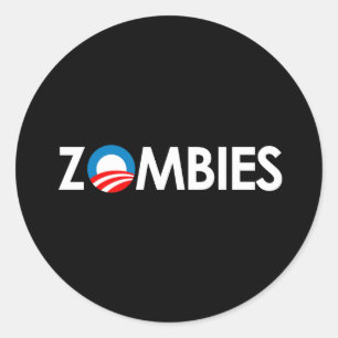 Sticker Rond Anti-Obama - Zombies blanc