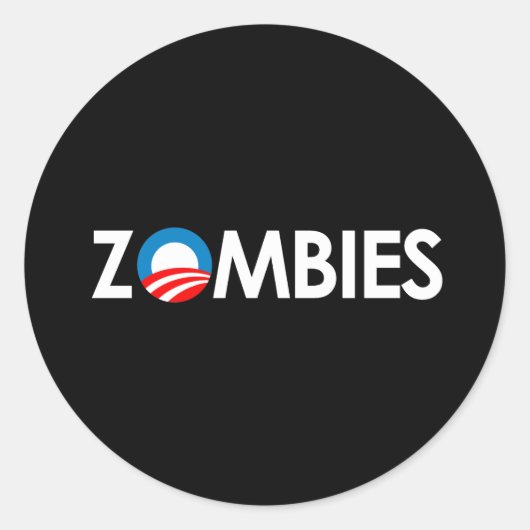 Sticker Rond Anti-Obama - Zombies blanc (Devant)
