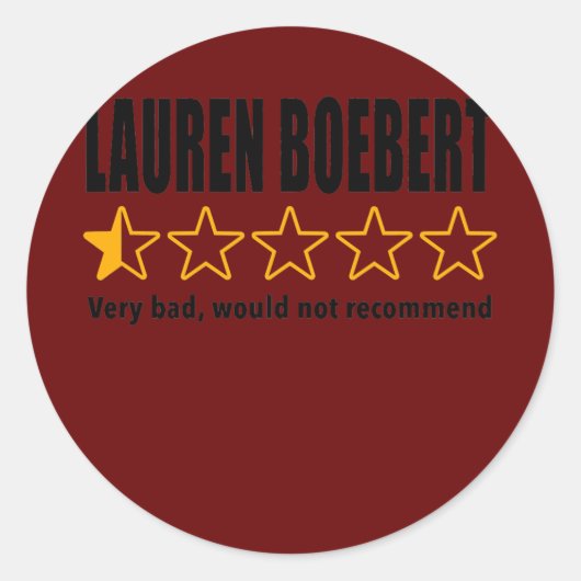 Sticker Rond Anti Rep Lauren Boebert Boebert Bad Review (Devant)