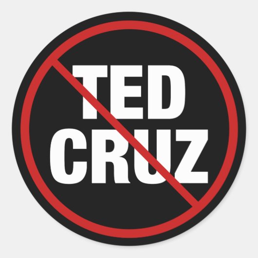 Sticker Rond Anti Ted Cruz Texas Democrat Black Political (Devant)